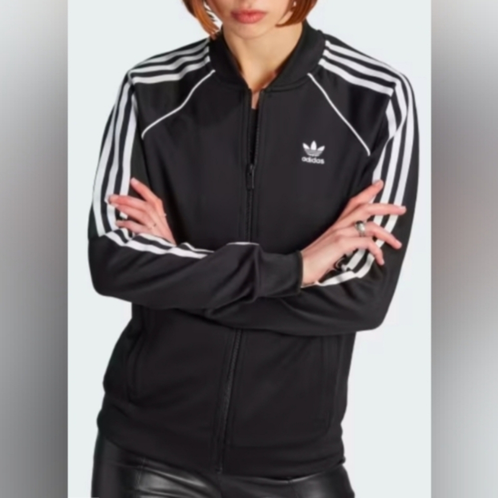 Adidas Adicolor Classics Black Zip Front SST Track Jacket Womens Size Small